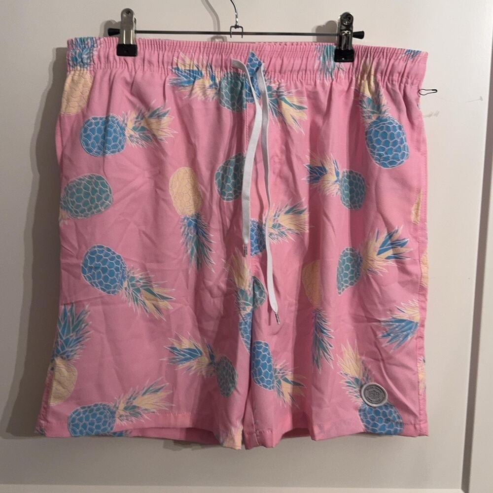Brooklyn Cloth Swim Trunks Mens Sz L Pink Pineapple Print Lined Quick Dry Surf